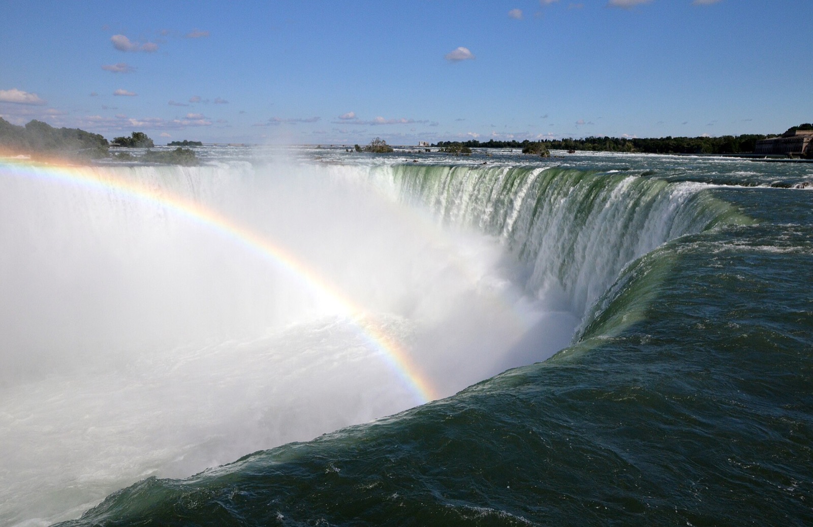 Horseshoe Falls at Niagara Falls, Ontario, with a rainbow in the spray