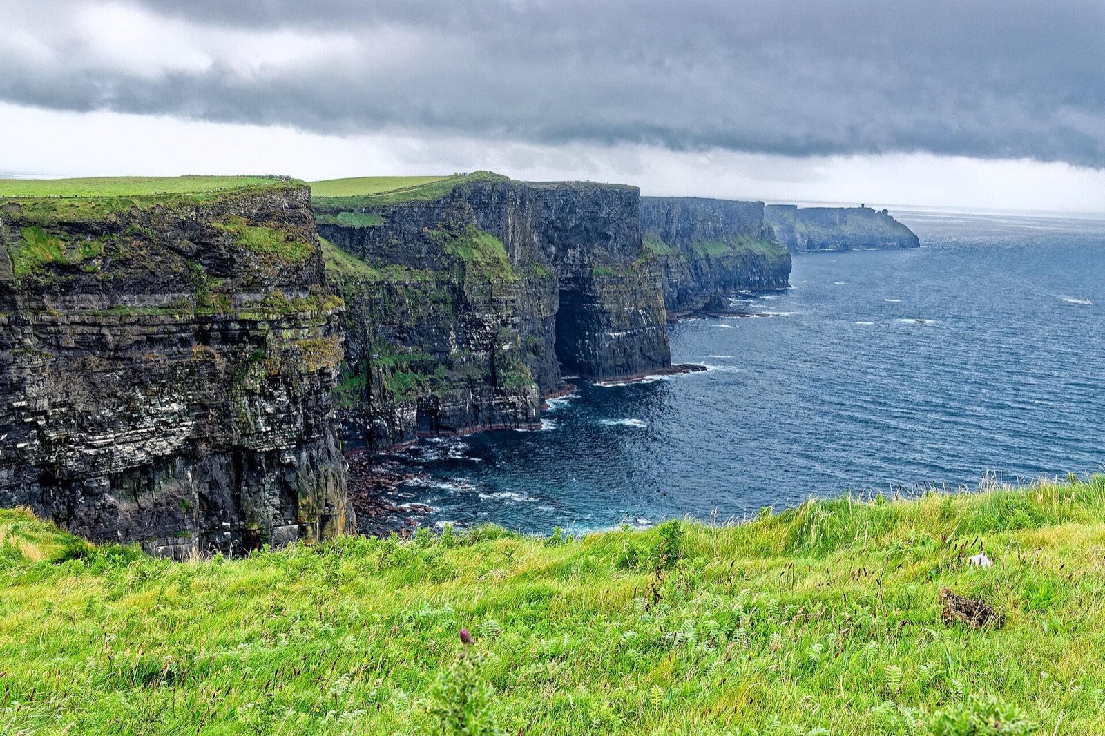 The Cliffs of Moher seen along the County Clare coast under a clear sky