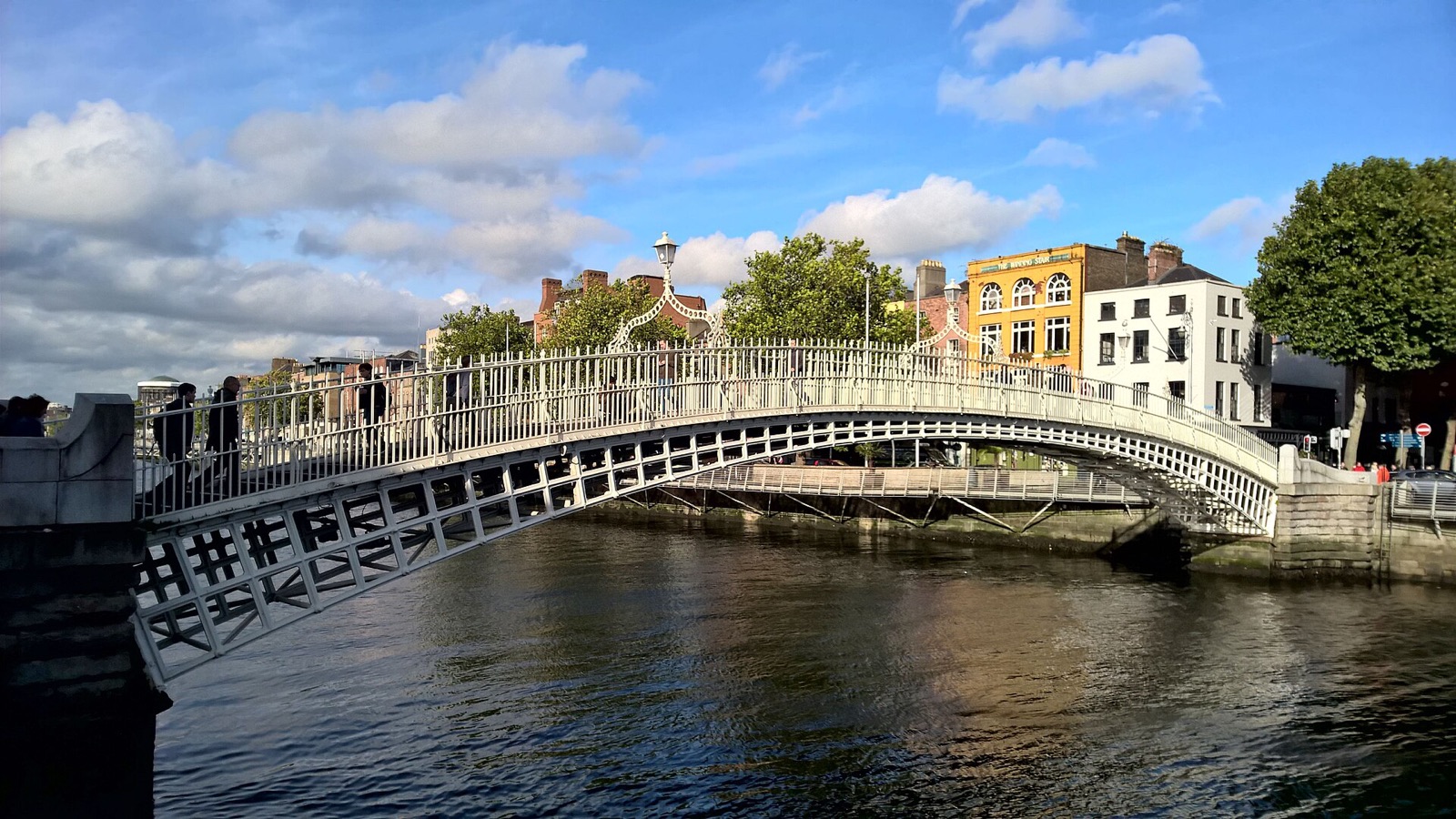 The Ha'penny Bridge over the River Liffey in central Dublin
